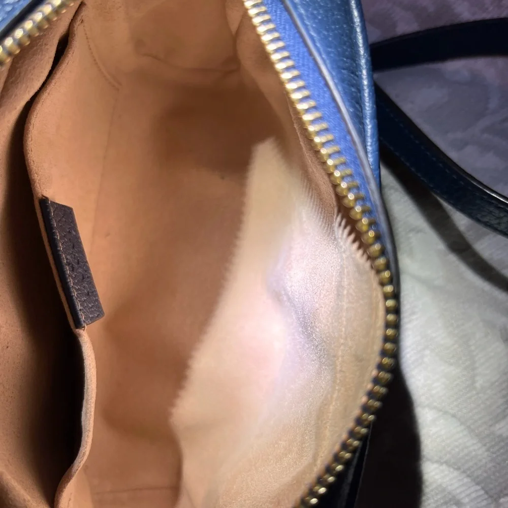 Gucci Blue Crossbody Bag with Red and Black Stripe - Picture 10 of 10